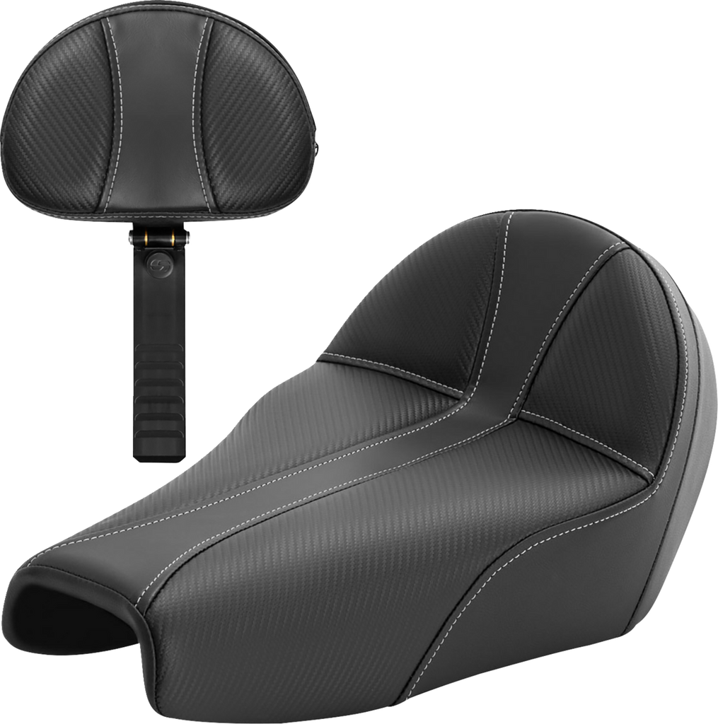 SADDLEMEN Dominator Seat - Black w/ Silver Stitching - XL '04-'22 807-11B-0042 - Team Dream Rides