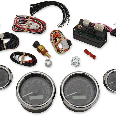 Dakota Digital MVX-8600-KG-C MVX Series 6-Gauge Analog Kit with Chrome Bezel and Black Face