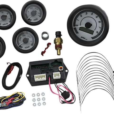Dakota Digital MVX-8600-WG-K MVX Series 6-Gauge Analog/Digital Kit with White Face and Gray Background