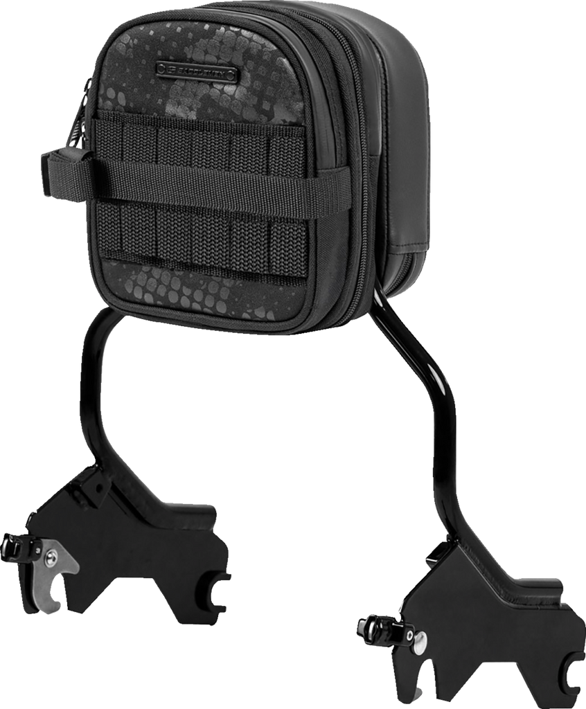 SADDLEMEN Fundamentals Sissy Bar Bag Black EX000978 with Expandable Zipped Pockets and MOLLE Compatibility