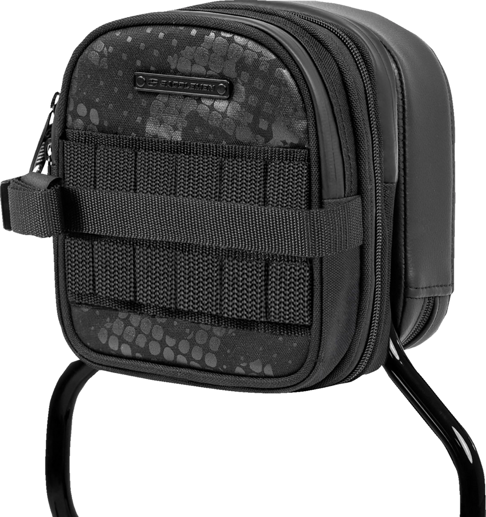 SADDLEMEN Fundamentals Sissy Bar Bag Black EX000978 with Expandable Zipped Pockets and MOLLE Compatibility