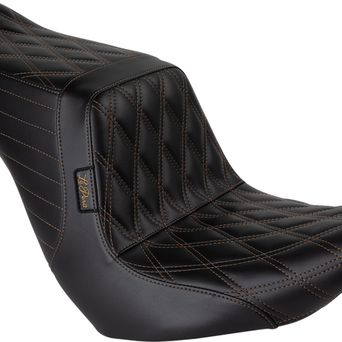 LE PERA Tailwhip Up Front Seat - Double Diamond with Chestnut Thread - Black - FLSB/FXLR '18-'24 - LYRU-580DD-CHET - Team Dream Rides