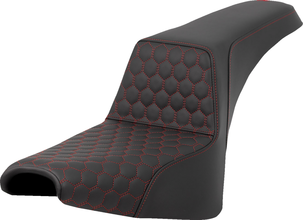 SADDLEMEN Step-Up Seat - Honeycomb - Red Stitching - FXBB/FXST '18-'23 A818-30-177RED - Team Dream Rides