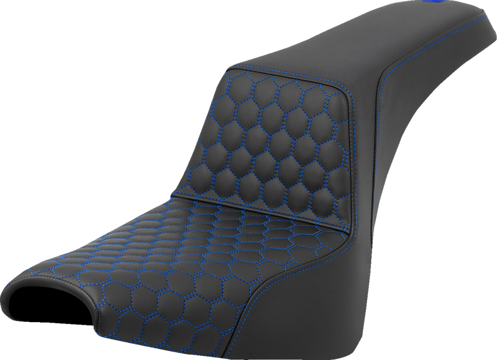 SADDLEMEN Step-Up Seat - Honeycomb - Blue Stitching - FXBB/FXST '18-'23 A818-30-177BLU - Team Dream Rides