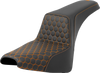 SADDLEMEN Step-Up Seat - Honeycomb - Orange Stitching - FXBB/FXST '18-'23 A818-30-177ORA - Team Dream Rides