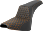 SADDLEMEN Step-Up Seat - Honeycomb - Orange Stitching - FXBB/FXST '18-'23 A818-30-177ORA - Team Dream Rides