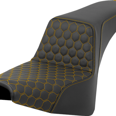 SADDLEMEN Step-Up Seat - Honeycomb - Gold Stitching - FXBB/FXST '18-'23 A818-30-177GOL - Team Dream Rides