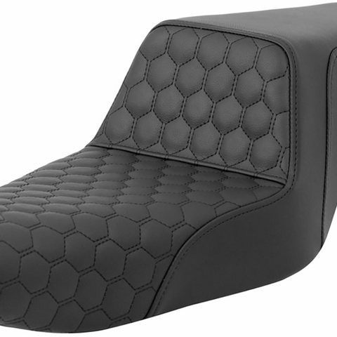 SADDLEMEN Step-Up Seat - Honeycomb - Black Stitching - Sportster '04-'21 807-11-177 - Team Dream Rides