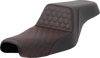 SADDLEMEN Step-Up Seat - Honeycomb - Red Stitching - Sportster '04-'21 A807-11-177RED - Team Dream Rides