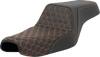 SADDLEMEN Step-Up Seat - Honeycomb - Orange Stitching - Sportster '04-'21 A807-11-177ORA - Team Dream Rides