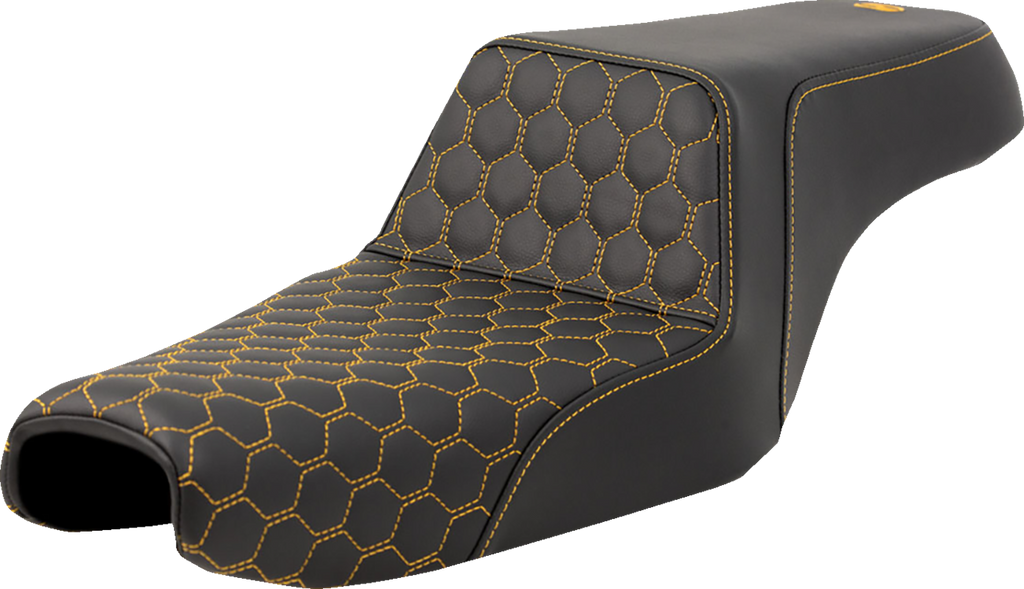 SADDLEMEN Step-Up Seat - Honeycomb - Gold Stitching - Sportster '04-'21 A807-11-177GOL - Team Dream Rides