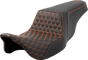 SADDLEMEN Step-Up Seat - Honeycomb - Orange Stitching - FL '08-'23 A808-07B-177ORA - Team Dream Rides