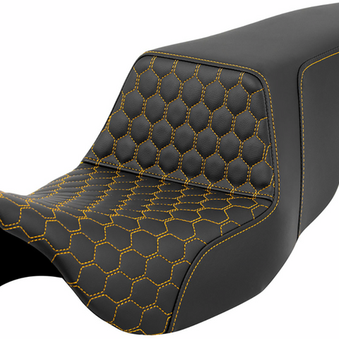 SADDLEMEN Step-Up Seat - Honeycomb - Gold Stitching - FL '08-'23 A808-07B-177GOL - Team Dream Rides