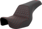 SADDLEMEN Step-Up Seat - Honeycomb - Red Stitching - Dyna '06-'17 A806-04-177RED - Team Dream Rides