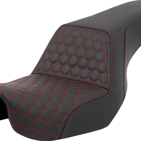 SADDLEMEN Step-Up Seat - Honeycomb - Red Stitching - Dyna '06-'17 A806-04-177RED - Team Dream Rides