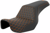 SADDLEMEN Step-Up Seat - Honeycomb - Orange Stitching - Dyna '06-'17 A806-04-177ORA - Team Dream Rides