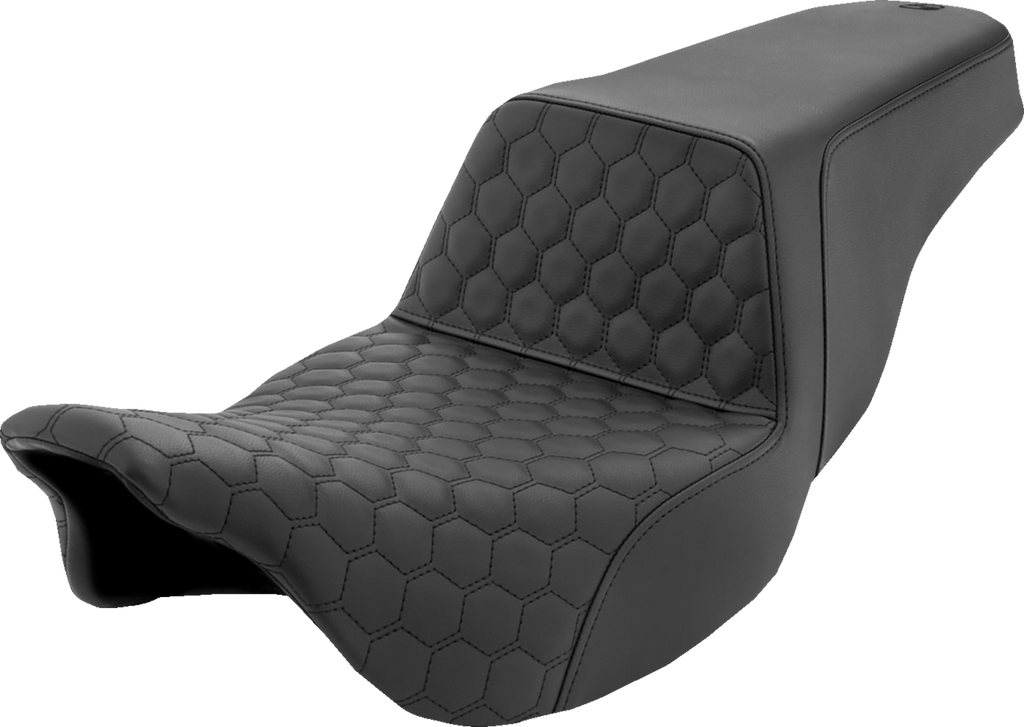 SADDLEMEN Step-Up Seat - Honeycomb - Black Stitching - FL '08-'23 808-07B-177 - Team Dream Rides