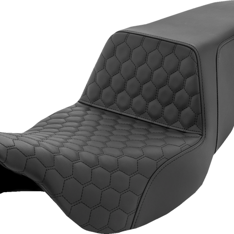 SADDLEMEN Step-Up Seat - Honeycomb - Black Stitching - FL '08-'23 808-07B-177 - Team Dream Rides