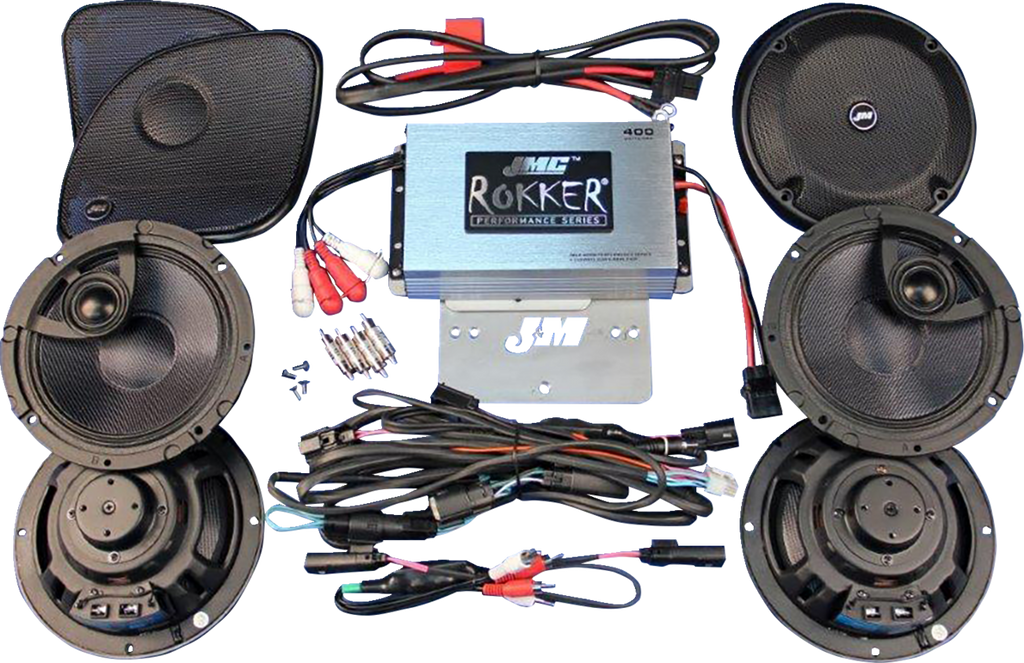 J & M 400 W 4-Channel Amplifier/Speaker Kit -'16-'23 FLTRU/FLTRK RKT6-400HR16-UL4 - Team Dream Rides