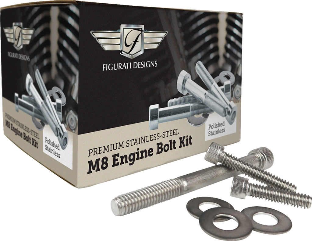 FIGURATI DESIGNS Engine Bolt Kit - Polished - M8 FD100-M8 BOLT-SS - Team Dream Rides
