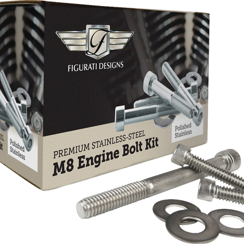 FIGURATI DESIGNS Engine Bolt Kit - Polished - M8 FD100-M8 BOLT-SS - Team Dream Rides