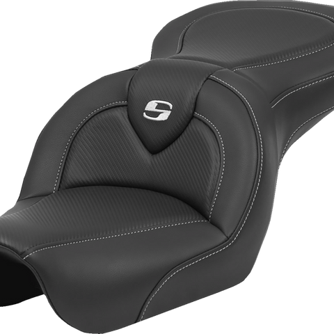 SADDLEMEN Roadsofa* Seat - Carbon Fiber - Black Stitch - without Backrest - FL '04-'05 804-04-185 - Team Dream Rides