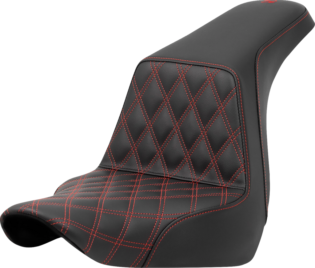 SADDLEMEN Step-Up Seat - Front Lattice Stitch - Red Stitch - FXLR/FLSB '18-'21 A818-29-172RED