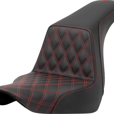 SADDLEMEN Step-Up Seat - Front Lattice Stitch - Red Stitch - FXLR/FLSB '18-'21 A818-29-172RED - Team Dream Rides