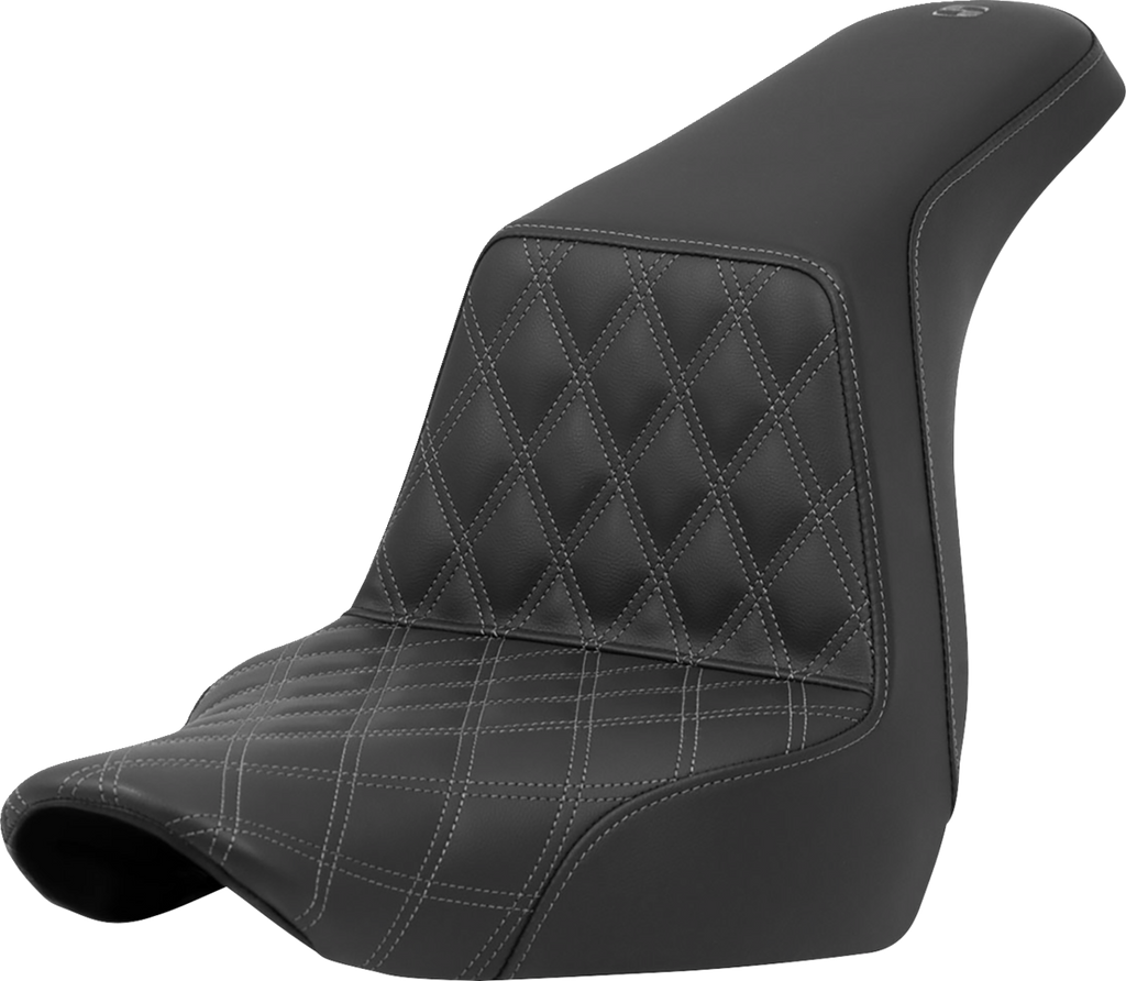 SADDLEMEN Step-Up Front Seat with Lattice Stitch - Gray for FXLR/FLSB 2018-2024, Part 818-29-17202
