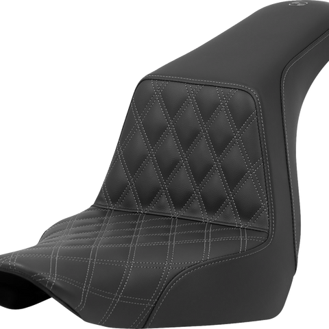 SADDLEMEN Step-Up Seat - Front Lattice Stitch - Gray Stitch - FXLR/FLSB '18-'21 818-29-17202 - Team Dream Rides