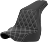 SADDLEMEN Step-Up Seat - Front Lattice Stitch - White Stitch - FXLR/FLSB '18-'21 818-29-17206 - Team Dream Rides