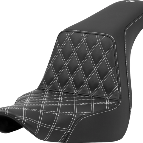 SADDLEMEN Step-Up Seat - Front Lattice Stitch - White Stitch - FXLR/FLSB '18-'21 818-29-17206 - Team Dream Rides