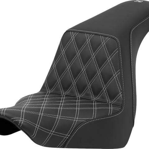 SADDLEMEN Step-Up Seat - Front Lattice Stitch - Silver Stitch - FXLR/FLSB '18-'21 A818-29-172SIL - Team Dream Rides