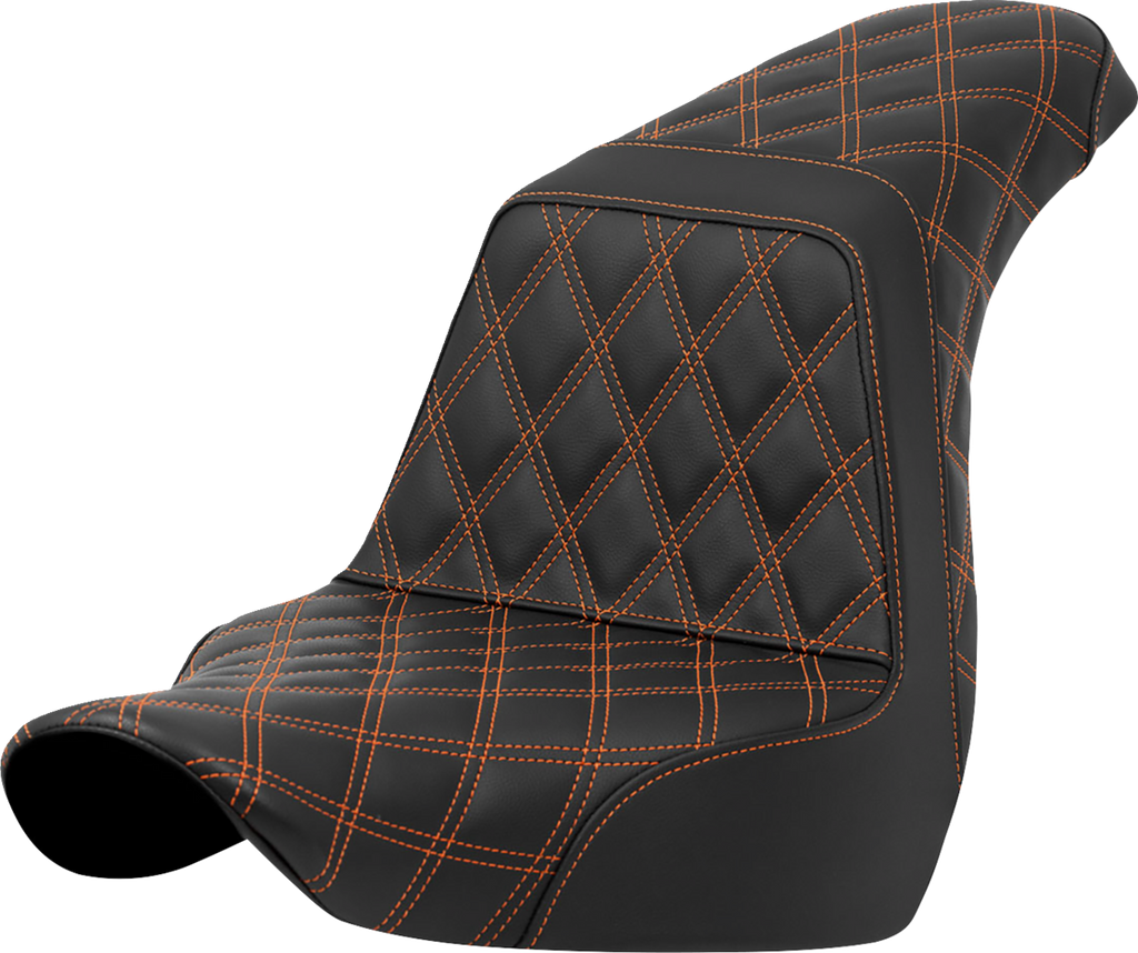 SADDLEMEN Step-Up Seat - Full Lattice Stitch - Orange Stitch - FXLR/FLSB '18-'21 A818-29-175ORA - Team Dream Rides