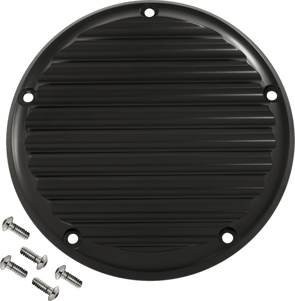 JOKER MACHINE Derby Cover - 5 Hole - Finned - Black - M8 Softail 06-965-1