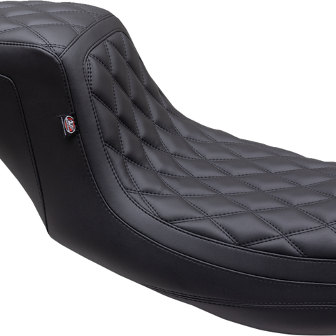 MUSTANG One Piece 2-Up Squareback Seat - Double Diamond - Black Stitch - FL '08-'24 75299 - Team Dream Rides