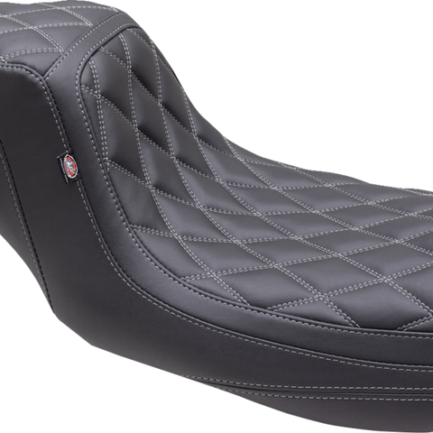 MUSTANG One Piece 2-Up Squareback Seat - Double Diamond - Gun Metal Stitch - FL '08-'24 75299GM - Team Dream Rides