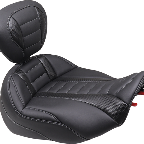 MUSTANG Deluxe Touring Solo Seat - Gun Metal Stitch - FLT/FLH '23-'24 89401GM - Team Dream Rides