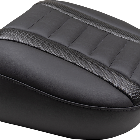 MUSTANG Deluxe Touring Passenger Seat - Black Stitch - Carbon Fiber Inlay - FLH/FLT '23-'24 88402 - Team Dream Rides
