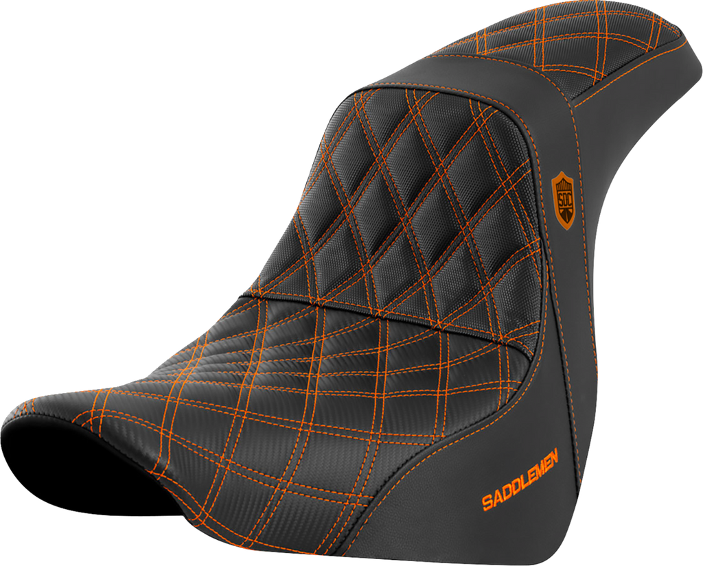 SADDLEMEN Pro Series SDC Performance Seat - without Backrest - Orange Stitch - FL/FX '18-'20 SC81829ORA - Team Dream Rides