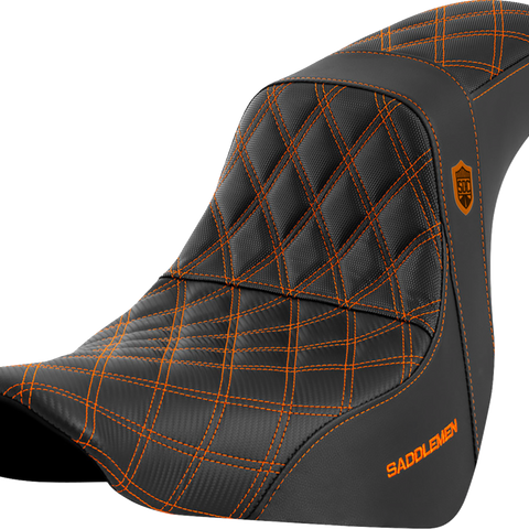 SADDLEMEN Pro Series SDC Performance Seat - without Backrest - Orange Stitch - FL/FX '18-'20 SC81829ORA - Team Dream Rides