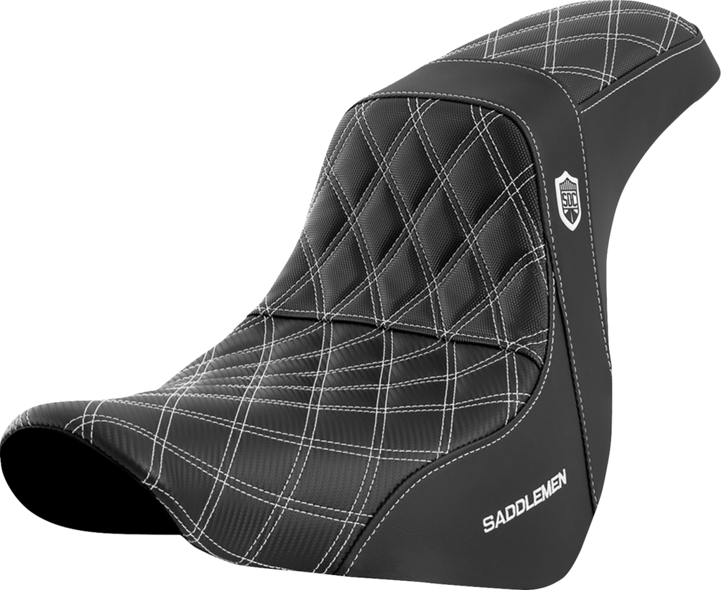 SADDLEMEN Pro Series SDC Performance Seat - without Backrest - White Stitch - FL/FX '18-'20 SC81829WHI - Team Dream Rides