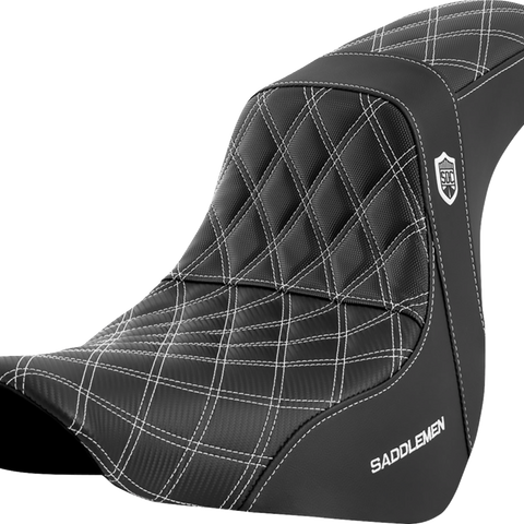 SADDLEMEN Pro Series SDC Performance Seat - without Backrest - White Stitch - FL/FX '18-'20 SC81829WHI - Team Dream Rides