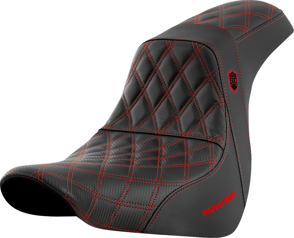 SADDLEMEN Pro Series SDC Performance Seat - without Backrest - Red Stitch - FL/FX '18-'20 SC81829RED - Team Dream Rides