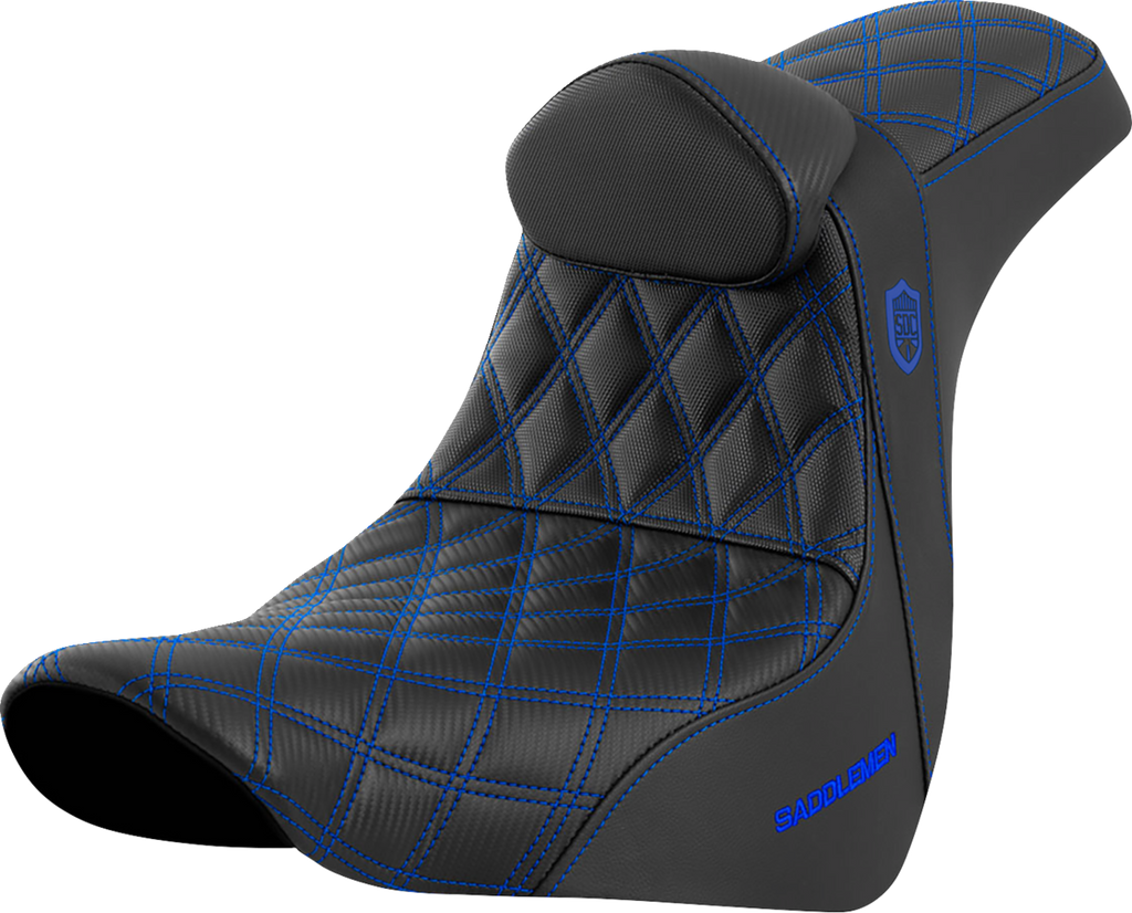 SADDLEMEN Pro Series SDC Performance Seat - with Backrest - Blue Stitch - FL/FX '18-'23 SC81829BLURT - Team Dream Rides