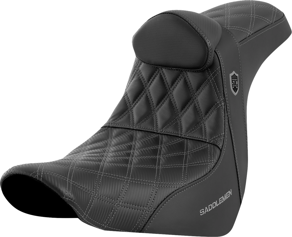 SADDLEMEN Pro Series SDC Performance Seat - with Backrest - Gray Stitch - FL/FX '18-'23 SC81829GRERT - Team Dream Rides