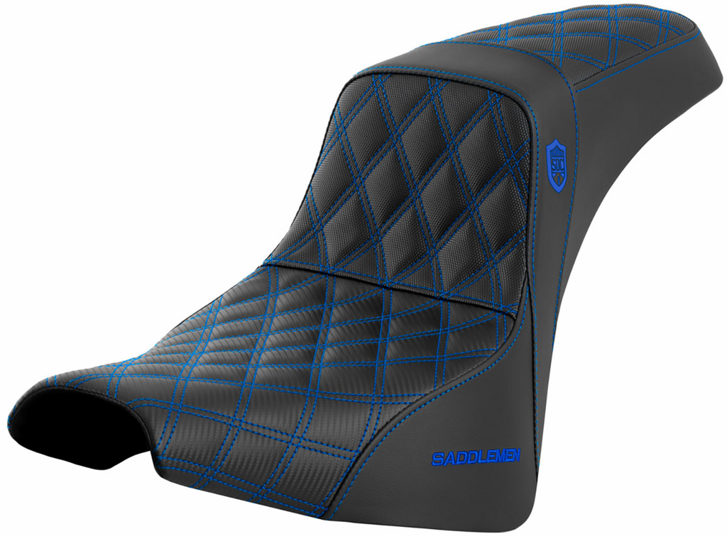 SADDLEMEN Pro Series SDC Performance Seat - without Backrest - Blue Stitch - FXBB/FXST '18-'23 SC81830BLU