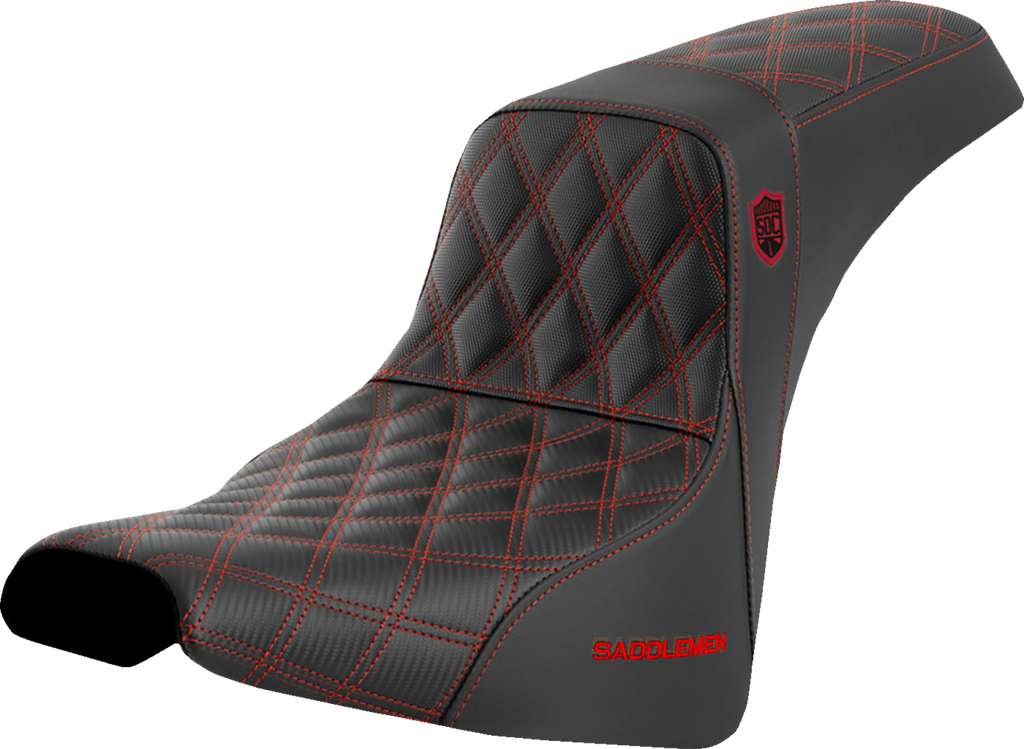 SADDLEMEN Pro Series SDC Performance Seat - without Backrest - Red Stitch - FXBB/FXST '18-'23 SC81830RED