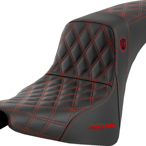 SADDLEMEN Pro Series SDC Performance Seat - without Backrest - Red Stitch - FXBB/FXST '18-'23 SC81830RED - Team Dream Rides