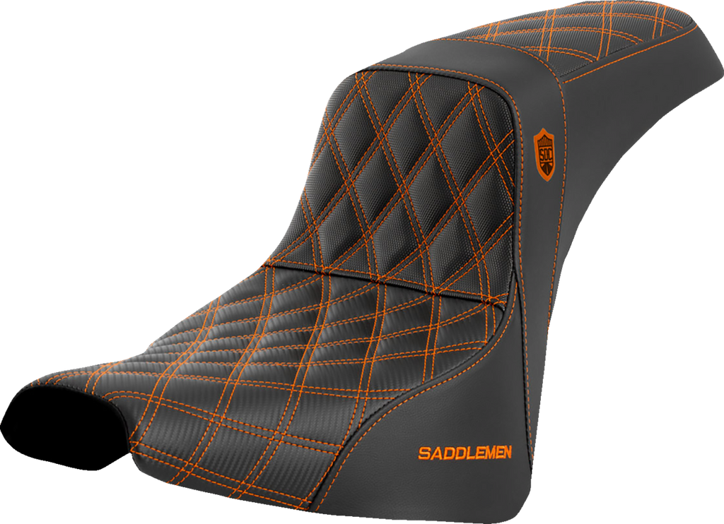 SADDLEMEN Pro Series SDC Performance Seat - without Backrest - Orange Stitch - FXBB/FXST '18-'23 SC81830ORA